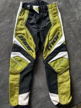 Thor Kids Olive Green Black and White Motocross Pants